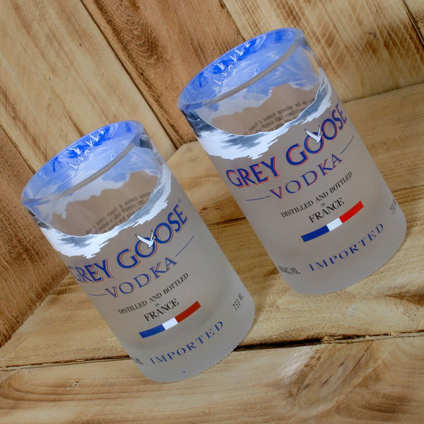 Upcycled Grey Goose Glasses/Tumblers made from repurposed vodka bottles