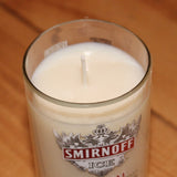 Hand Poured Soy Candle in Handmade Upcycled Smirnoff Ice Glass made from a 12oz bottle