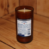 Hand Poured Soy Candle in Handmade Upcycled Michelob Ultra beer bottle glass made from a 12oz bottle