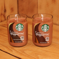 Pair of 6oz  Mocha Scented Soy Candles made from Upcycled Starbucks Frappuccino bottles