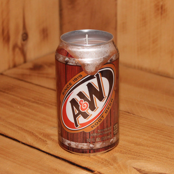 Hand Poured Soy Candle in Handmade Upcycled A&W Root Beer Soda Can