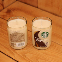 Pair of 6oz French Vanilla Scented Soy Candles made from Upcycled Starbucks Frappuccino bottles