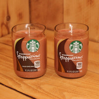 Pair of 6oz  Coffee Scented Soy Candles made from Upcycled Starbucks Frappuccino bottles