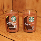 Pair of 6oz  Hazelnut Cappuccino Scented Soy Candles made from Upcycled Starbucks Frappuccino bottles