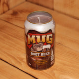 Hand Poured Soy Candle in Handmade Upcycled Mug Root Beer Soda Can
