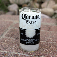 Man Cave Scented Soy Candle made from a repurposed upcycled Corona Beer Bottle