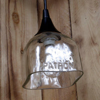 Patron Tequila Hanging Pendant Lamp made from an upcycled bottle