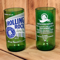 Rolling Rock 8 ounce novelty glasses made from beer bottles