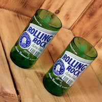 Rolling Rock 8 ounce novelty glasses made from beer bottles