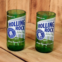 Rolling Rock 8 ounce novelty glasses made from beer bottles