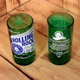 Rolling Rock 8 ounce novelty glasses made from beer bottles
