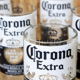 Six Pack Corona Extra 8 ounce juice drinking glasses made from repurposed beer bottles