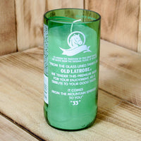 Rolling Rock Candle made from an upcycled beer bottle