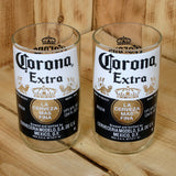 Pair of Upcycled Corona Beer Pint Glasses made from repurposed bottles