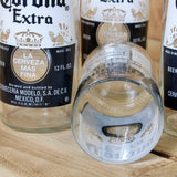 Four Pack Upcycled Corona 8 ounce juice drinking glasses made from repurposed beer bottles