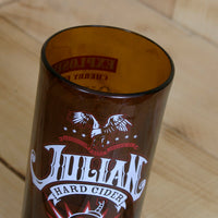 Upcycled Julian Hard Cider Cherry Bomb pint glass made from a repurposed bottle