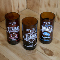 Upcycled Julian Hard Cider Pint Glasses 3 Pack Original, Cherry Bomb, and Black and Blue