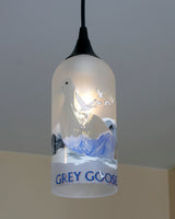 Upcycled Grey Goose Hanging Pendant Lamp made from bottles