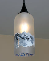 Upcycled Grey Goose Hanging Pendant Lamp made from a vodka bottle