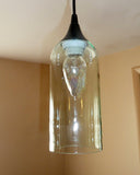 Handcrafted Pale Blue Upcycled Pendant Light made from a repurposed pinot grigio wine bottle